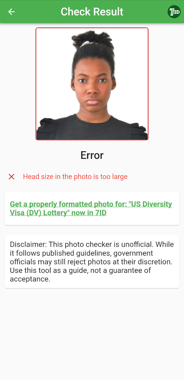 7ID DV Program photo checker - loša fotografija